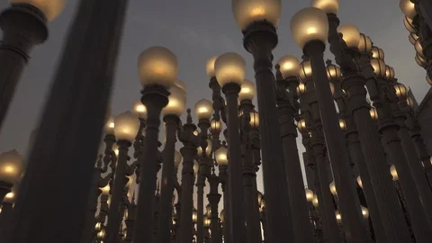 Sunset  “Urban Light” L,A,C,M,A, Stock Footage 122399678