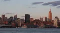 Sunset US New York City Manhattan Midtown Cityscape Tourist Destination Panorama HD Footage