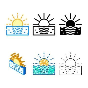 Sunset vacation clean color icon vector Stock Illustration