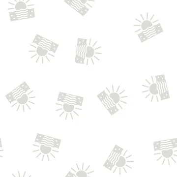 Sunset vacation glyph vector seamless pattern Stock Illustration