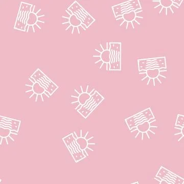 Sunset vacation line vector seamless pattern Stock Illustration