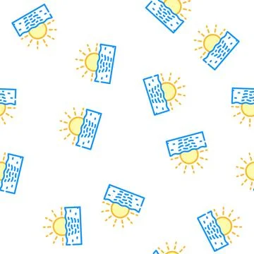 Sunset vacation vector seamless pattern Stock Illustration