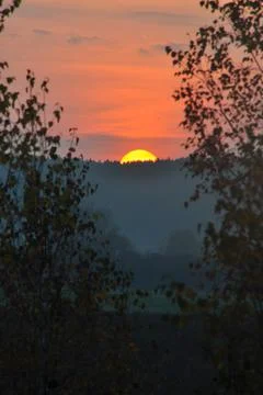 Sunset in the valley of the Sylva river. View from the Spasskaya Mountain. Au Foto stock