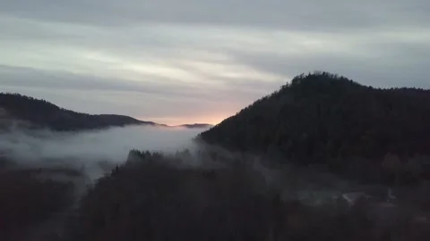 Sunset valley winter mist 03 Video stock 145927121