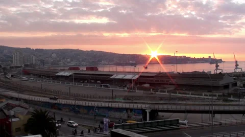Sunset at Valparaíso Stock Footage 35263993