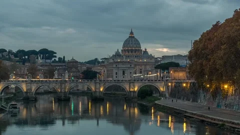 Sunset in Vatican view from Tiber River Stockbeeldmateriaal 288869320
