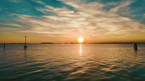 Sunset, Veneto Lagoon (30fps, timelapse) Stock Footage 279540533