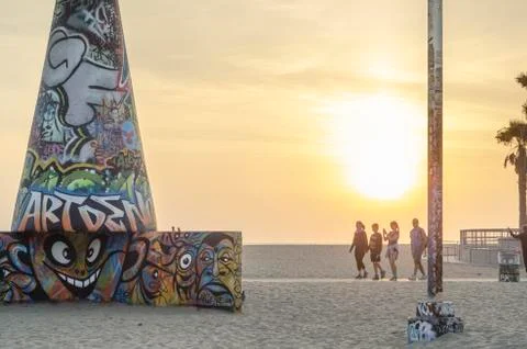 Sunset Venice Beach CA Stock Photos