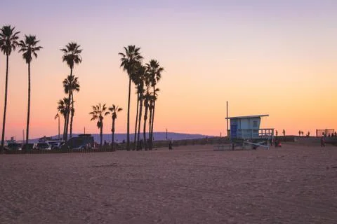 Sunset in Venice Beach, California Stock Photos