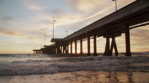 Sunset At Venice Beach Pier 4K 48FPS SLO-MO Stock Footage 223444955