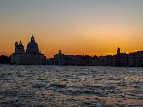 Sunset in venice from the boat Stock Photos