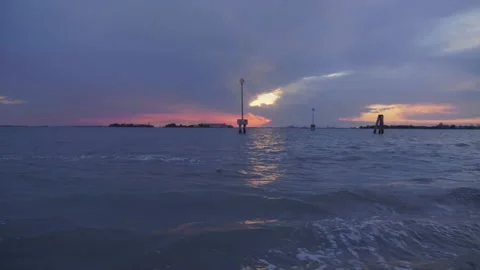 Sunset in venice lagoon Stock Footage 161187358