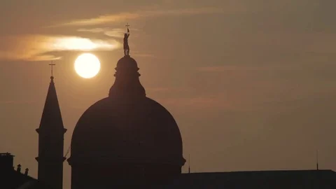 Sunset in Venice, silhouette Stock Footage 73427106