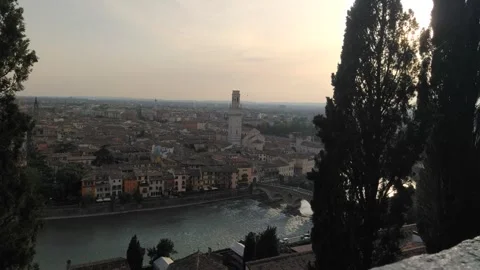 Sunset on Verona town, Italy Video stock 242513010