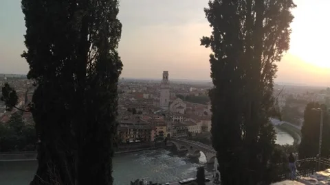 Sunset on Verona town, Italy Video stock 242513250
