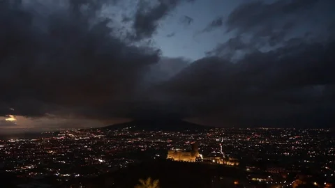 Sunset on vesuvius Stock Footage 128452187