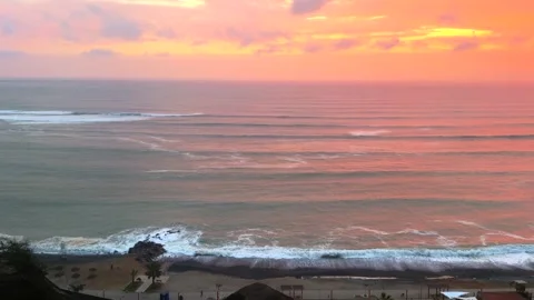 Sunset vibrant orange gold golden hour Barranca Barranquito Makaha Miraflores Stock Footage 325507713