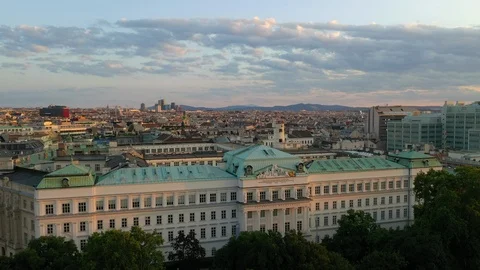 Sunset vienna central district museum front aerial panorama 4k austria Stock Footage 116758168