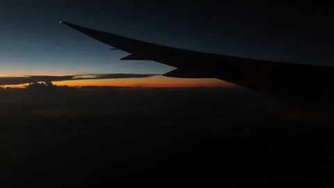Sunset view from airplane Stock Footage 304554585