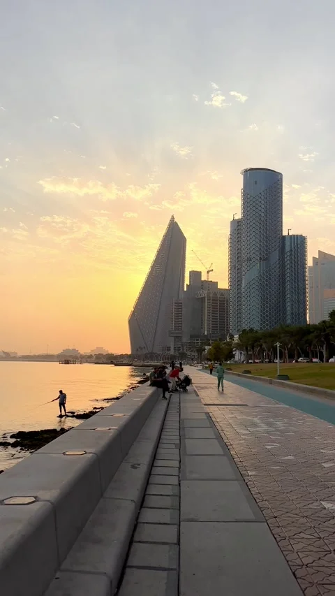 Sunset view along Doha Corniche, Doha, Qatar- January 09, 2026. Stock Footage 325899674