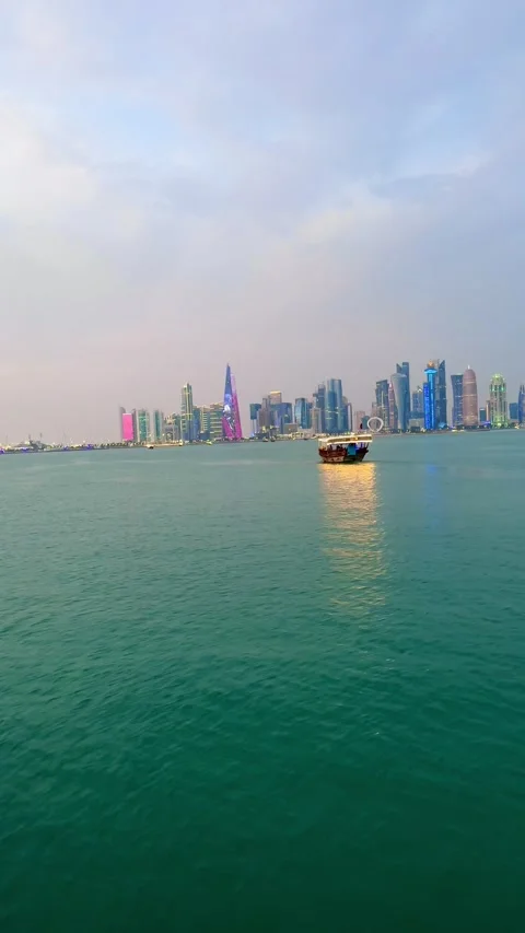 Sunset view along Doha Corniche, Doha, Qatar- January 09, 2026 Stock Footage 325902392