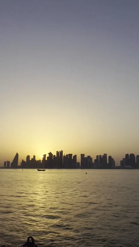 Sunset view along Doha Corniche, Doha, Qatar  - January 09, 2026 Stock Footage 325902506