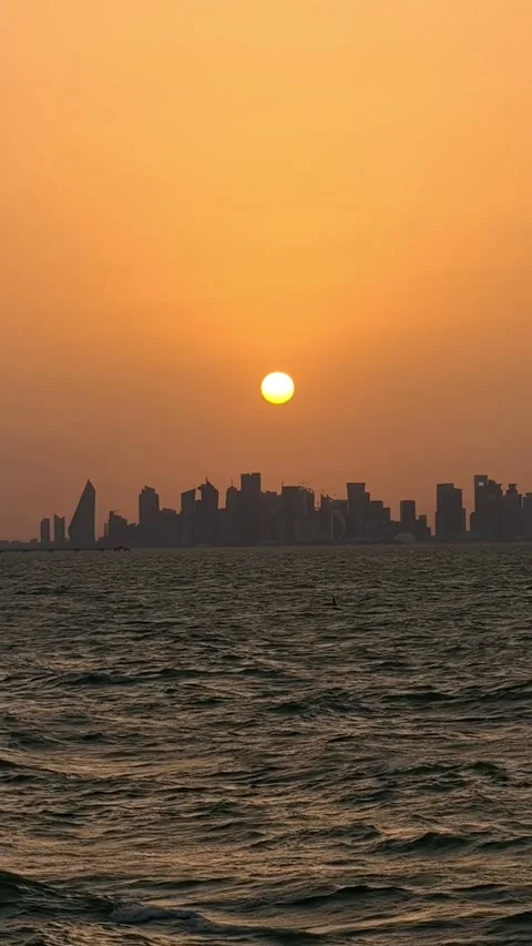 Sunset view along Doha Corniche, Doha, Qatar January 09, 2026 Stock Footage 325903284