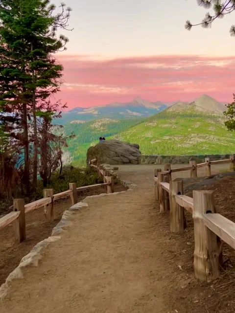 Sunset View Along Mountain Trail in Yosemite Stock-Footage 340869703