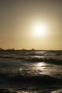 Sunset view along side the Mediterranean in Alexandira, Egypt Stock Photos