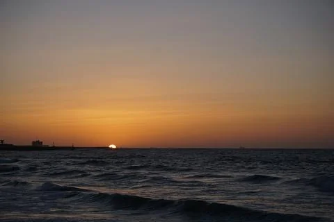 Sunset view along side the Mediterranean in Alexandira, Egypt Stock Photos