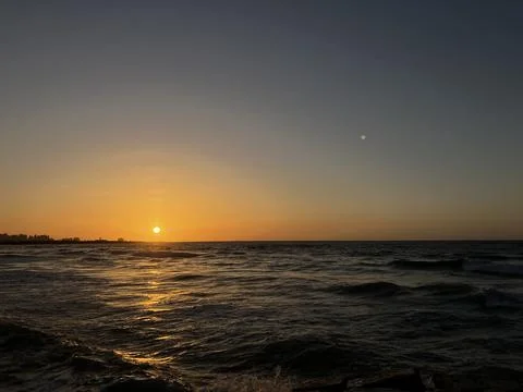 Sunset view along side the Mediterranean in Alexandira, Egypt Stock Photos