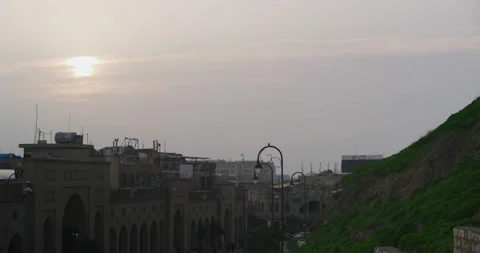 Sunset View At The Always Crowded Grand Bazaar Near The Citadel in Erbil, Iraq Stock Footage 150345651