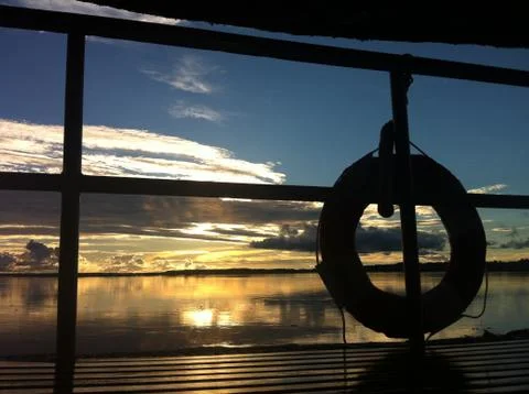 Sunset view Amazon river Stock Photos