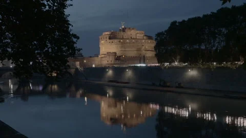 Sunset view in ancient Rome, Castel Sant'angelo Stock Footage 298302001
