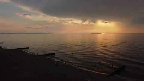 Sunset view on the Baltic coast Stock Footage 157372872