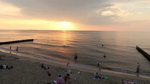 Sunset view on the Baltic coast Stock Footage 157373186