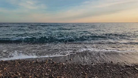 Sunset view of Beach of city of Nice, France Stock Footage 264489589