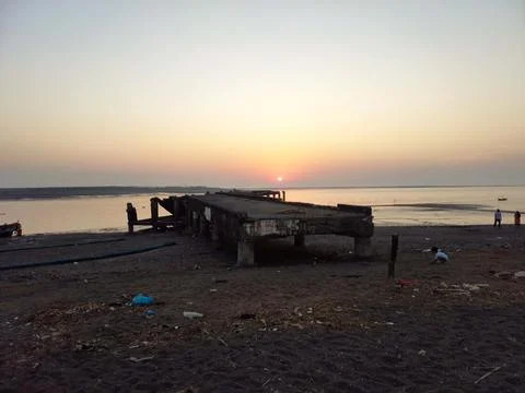 Sunset view at beach dhaka located near magod dungri in valsad Gujarat India Stock Photos