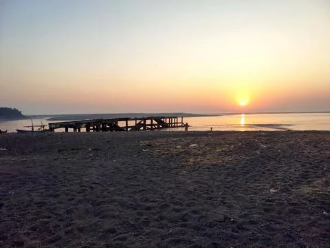 Sunset view at beach dhaka located near magod dungri in valsad Gujarat India Stock Photos