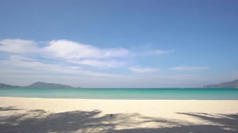 Sunset view beach sea sand blue sky background cloud clear Stock Footage 149530684