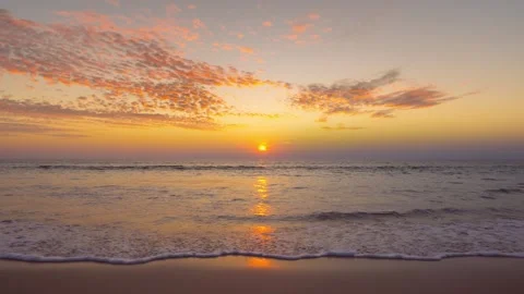 Sunset view beach sea sand sun water wave beautiful background Stock Footage 151029921