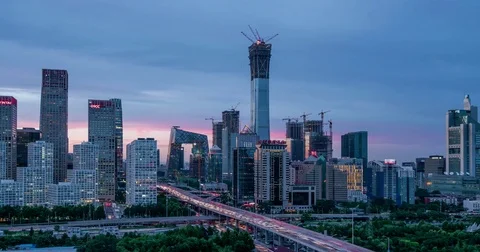 Sunset View Beijing city skyline (4K,Time-lapse) Stock Footage 83312971