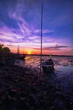 Sunset view Boat Stock Photos