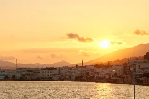 Sunset view of Bodrum city. Stock Photos