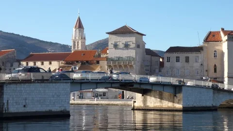 Sunset view - Bridge - Trogir, Croatia - Still Shot Video stock 85802425
