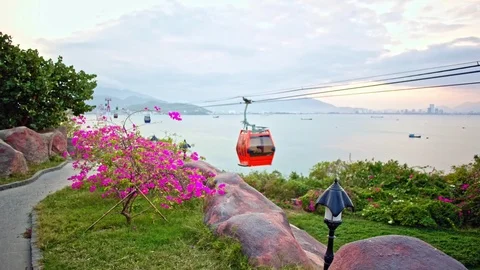 Sunset view on the cable car Stock Footage 94196974