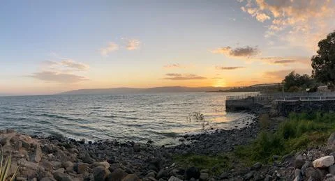 Sunset view from Capernaum Stock Photos