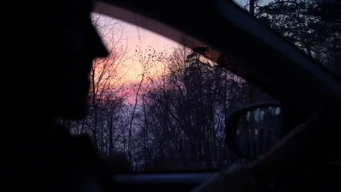 Sunset view from a car 스톡 동영상 120538805