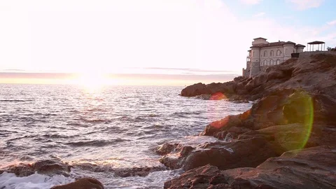 Sunset view of Castello del Boccale Stock Footage 94859200