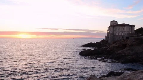 Sunset view of Castello del Boccale Video stock 95227261